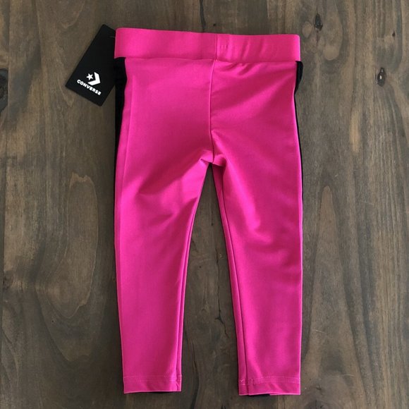 Sz 4  Pink & Black Converse Leggings - Picture 2 of 5